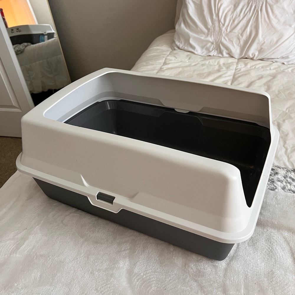 Gray and White Storage Bin
